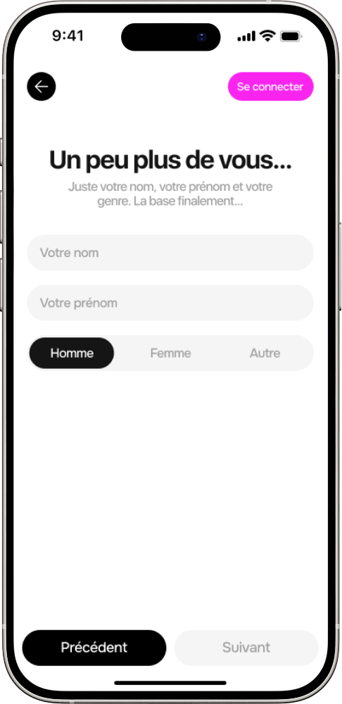 Aperçu de l'inscription dans l'application passager Veety